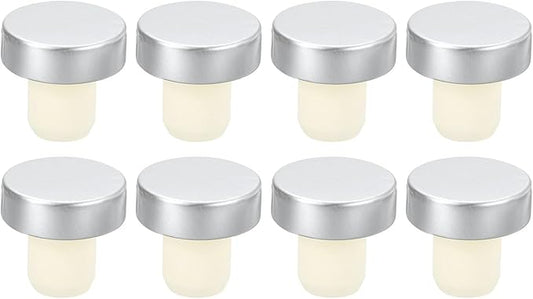 uxcell 8Pcs T-shaped Stoppers, 0.63inch Dia Cork Wine Stopper Reusable Wine Bottle Corks Sealing Plug for Wine Beer Beverage Bottle Crafts, Silver