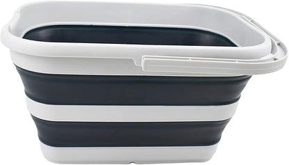 SAMMART 12L (3.1 gallon) Collapsible Rectangular Handy Bucket/Multiuse Foldable Water Pail for Camping, Fishing (Grey/Slate Grey)