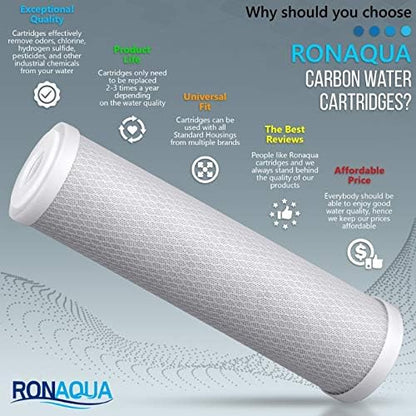 Big CTO Carbon Block Water Filters 4.5" x 10" Whole House Cartridges WELL-MATCHED with CBC Series, WFHDC8001, EP and EPM Series (8 Pack)