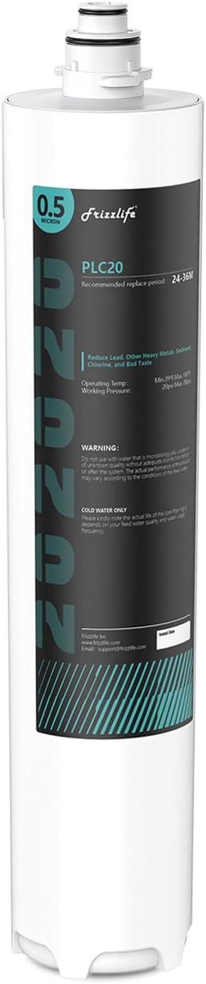 Frizzlife SW20-HF Replacement Housing Kit with PLC20 Filter Cartridge Inside - for SW20 and SW20F Under Sink Water Filter Systems