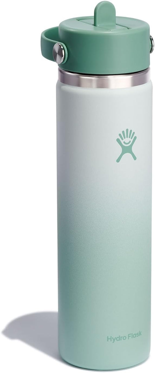 HYDRO FLASK Wide Mouth vacuum insulated stainless steel water bottle with leakproof closeable straw lid for cold water drinks, sports, travel, car and school
