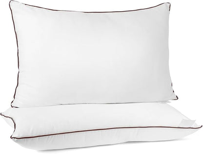 Luxury Comfort Bed Pillows - Hypoallergenic Polyester Microfiber Material - Premium Sleep Support for Side, Back, and Stomach Sleepers - Set of 2, Queen Size 18 x 28 inches, 45 cm x 70 cm