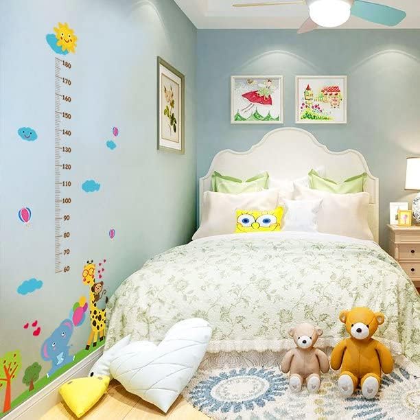Kids Cartoon Animal Wall Sticker Set - Giraffe, Elephant, Monkey Wall Chart for Baby Learning and Decoration