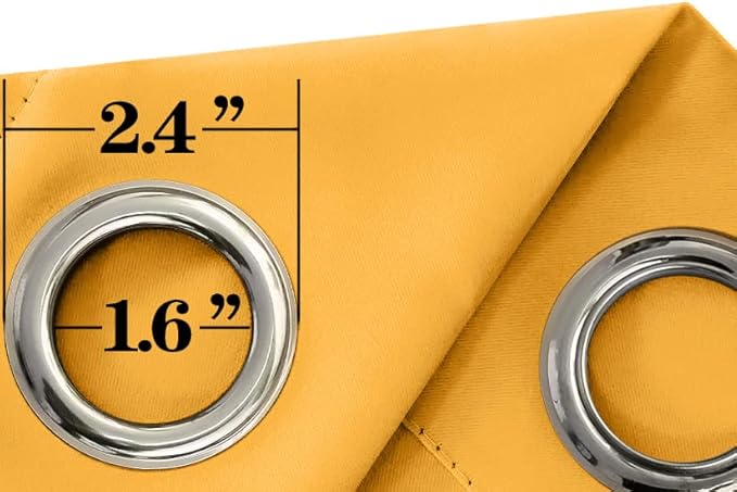 Spring Mustard Yellow Curtains for Bedroom 63 Inch Length 2 Panels Set Grommet Light Blocking Yellow Blackout Curtains for Living Room