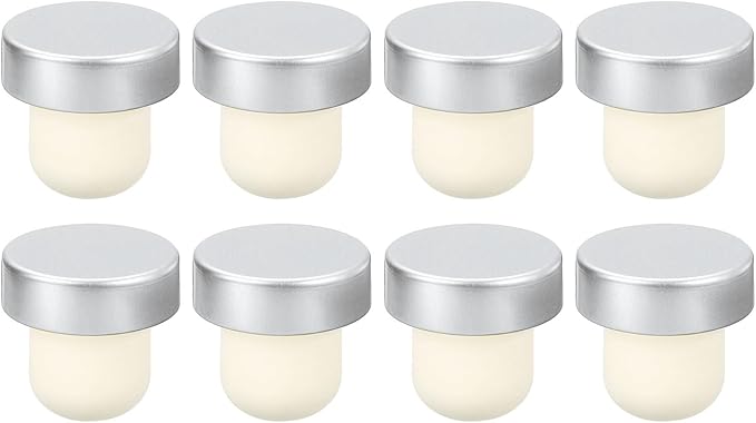uxcell 8Pcs T-shaped Stoppers, 0.79inch Dia Cork Wine Stopper Reusable Wine Bottle Corks Sealing Plug for Wine Beer Beverage Bottle Crafts, Silver