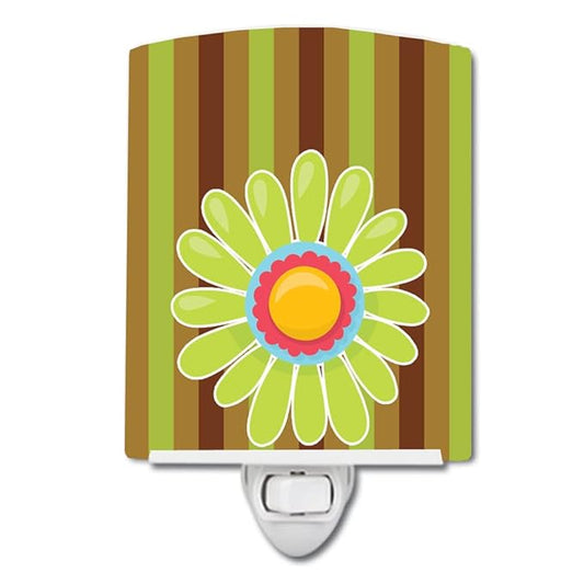 Caroline's Treasures BB9055CNL Heart Flower Green #2 Ceramic Night Light Compact, UL-Certified, Ideal for Bedroom, Bathroom, Nursery, Hallway, Kitchen, 6x4x3, Multicolor