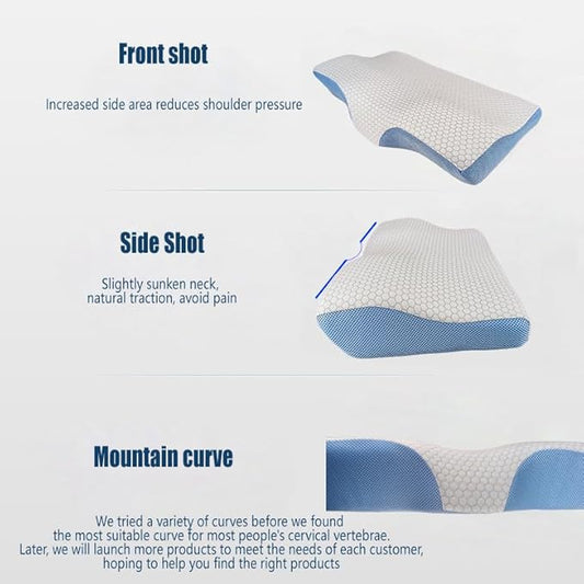 Cervical Anti Snore Pillows - Ergonomic Neck Support Pillow for Neck & Shoulder Pain Relief - Back,Stomach Sleepers,Cervical Neck Pillow,Memory Foam Pillows (Hydrophilic Cotton Pillowcase)
