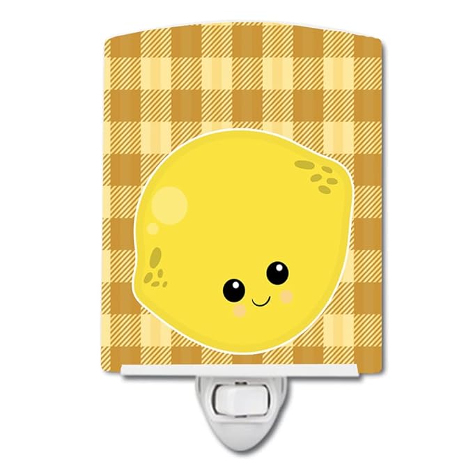Caroline's Treasures BB6990CNL Lemon Face Ceramic Night Light Compact, UL-Certified, Ideal for Bedroom, Bathroom, Nursery, Hallway, Kitchen, 6x4x3, Multicolor