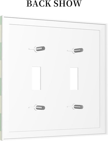 Checkered Gingham Double Toggle Light Switch Covers 2 Gang Wall Plate Dual Decorative Switchplate Electrical Faceplate for Bathroom Country Kitchen Bedroom Decor, 4.9" x 5"
