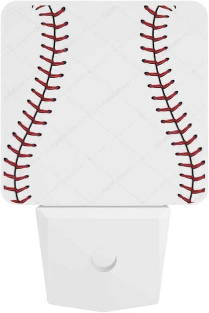 Funny Baseball Lace Plug in Night Light Plug into Wall LED Nightlight Auto Sensor Dusk to Dawn lamp for Kids Room Bedroom Bathroom Nursery Kitchen Hallway Stairs Home Decorative