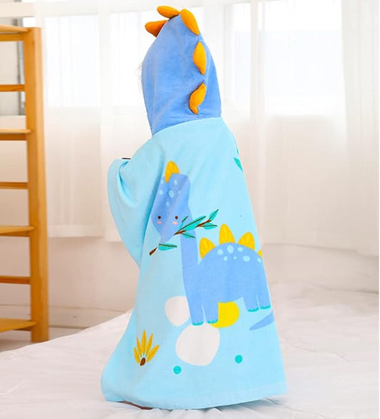 Kids Hooded Beach Bath Towel Poncho Robe Cotton Animal Pattern Children Toddler Wrap Swimming Pool Towel for Boys Girls, 23.6" x 23.6"