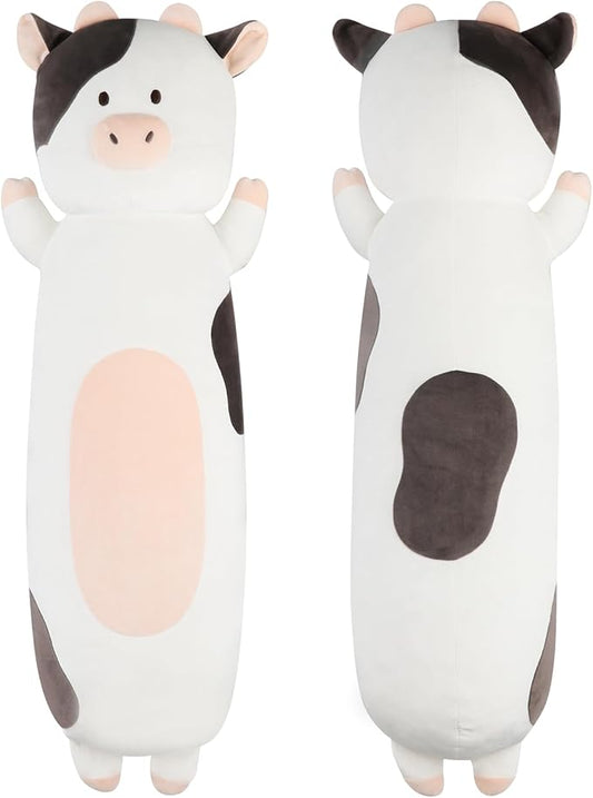36 inch Milk Cow Stuffed Animal, Soft Long Cuddle Squishy Pillow, Cute Cow Print Body Pillow Plushies Toy Gift for Kids, Boys Birthday,Valentine,Easter