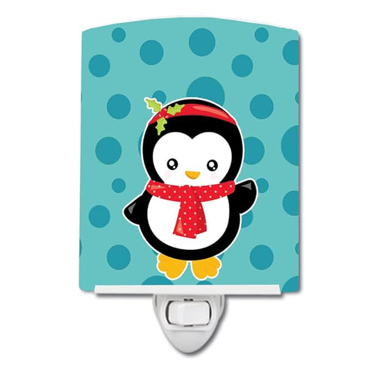 Caroline's Treasures BB8941CNL Christmas Penquin #3 Ceramic Night Light Compact, UL-Certified, Ideal for Bedroom, Bathroom, Nursery, Hallway, Kitchen, 6x4x3, Multicolor