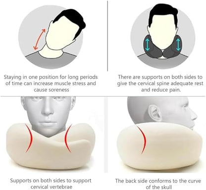 Wander Memory Foam U-Shaped Travel Pillow for Airplane, Trains, Car, Stowable, Grey
