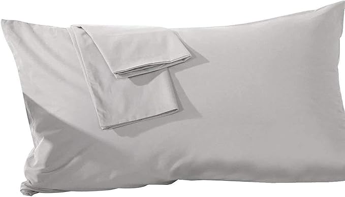 Travel Pillowcase 12 x 16 Inch, 100% Egyptian Cotton Set of 2 Toddler Pillowcase Zipper Closer 600 Thraed Count - Toddler Travel 12x16 Zipper, Silver Solid