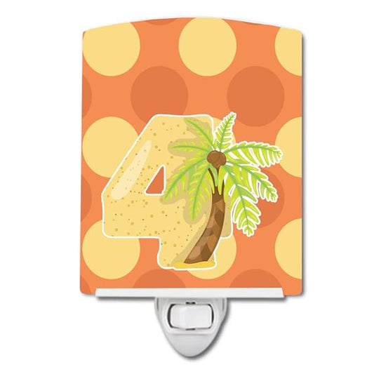 Caroline's Treasures BB9011CNL Zoo Month 4 Palm Tree Ceramic Night Light Compact, UL-Certified, Ideal for Bedroom, Bathroom, Nursery, Hallway, Kitchen, 6x4x3, Multicolor