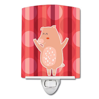 Caroline's Treasures BB6742CNL Dancing Pig Ceramic Night Light Compact, UL-Certified, Ideal for Bedroom, Bathroom, Nursery, Hallway, Kitchen, 6x4x3, Multicolor