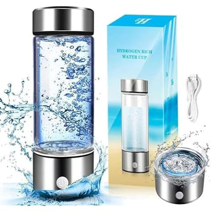 Hydrogen Water Bottle, 2024 New Portable Hydrogen Water Ionizer Machine, Hydrogen Water Generator, Hydrogen Rich Water Glass Health Cup for Home Office Travel (Grey)