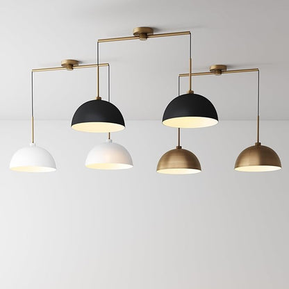 Nathan James Percy Modern 2-Light Pendant Island Light Fixture, Hanging Lights with Metal Shade and Adjustable Cord, for Kitchen, Living Room, Black/Vintage Brass