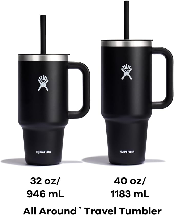 Hydro Flask Travel Tumbler Stainless Steel Vacuum Insulated Tumbler with Lid and Straw for Cold Water and Drinks for Sports, School, Work, Car, Travel, Weekends