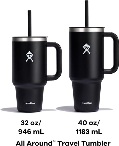 Hydro Flask Travel Tumbler Stainless Steel Vacuum Insulated Tumbler with Lid and Straw for Cold Water and Drinks for Sports, School, Work, Car, Travel, Weekends