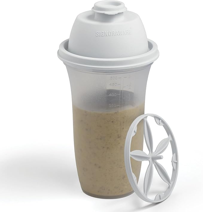 SIGNORA WARE Shaker Bottles | 17-Ounce Plastic Protein Shake Bottle for Meal Replacement Shakes & Smoothies, Beverages, Mixing Salad Dressing & Sauces, Margarita, & More
