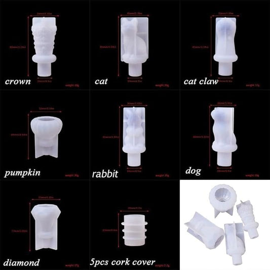 5Pcs White Bottle Stopper Silicone Mold,Crystal Epoxy Wine Bottle Stopper Mold,Reusable Beverage Bottle Stoppers Silicone Molds Cork Cover Wine Stoppers,Bar and Wine Tools Wine Stoppers and Pourers