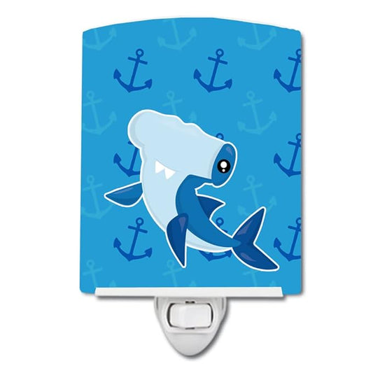 Caroline's Treasures BB6941CNL Hammerhead Shark on Anchors Ceramic Night Light Compact, UL-Certified, Ideal for Bedroom, Bathroom, Nursery, Hallway, Kitchen, 6x4x3, Multicolor