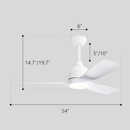 NicBex Ceiling Fan 54 Inch Indoor Modern Ceiling Fans with Lights and Remote Control Reversible Ceiling Fan with 3 ABS Blades and Double Finish for Living Room, Bedroom, White
