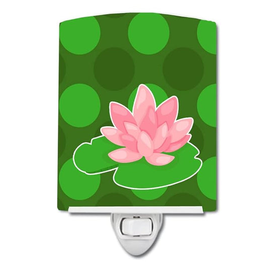 Caroline's Treasures BB8994CNL Frog Lily Pad Ceramic Night Light Compact, UL-Certified, Ideal for Bedroom, Bathroom, Nursery, Hallway, Kitchen, 6x4x3, Multicolor