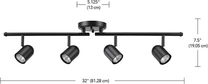 Globe Electric 60029 Roland 4-Light Foldable Track Lighting, Matte Black, Bulb Not Included