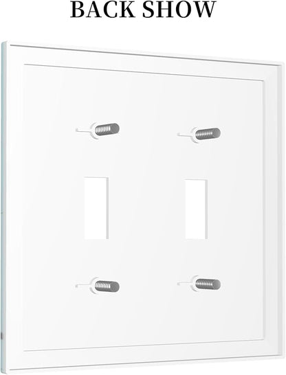 Cartoon Cute Panda Double Toggle Light Switch Covers 2 Gang Wall Plate Dual Decorative Switchplate Electrical Faceplate for Bathroom Country Kitchen Bedroom Decor, 4.9" x 5"