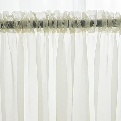 Windows Semi Beige Sheer Curtains 68 Inches Length 52 Inches Width 2 Panels Set Translucent Sheer Curtain Basic Rod Pocket for Bedroom Children Living Room Yard Kitchen