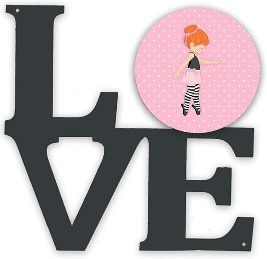Caroline's Treasures BB5168WALV Ballerina Red Head Releve Metal Wall Artwork LOVE Indoor Outdoor Art Decor Patio, Bathroom, Kitchen Colorful Aluminum and Black Steel Sculpture