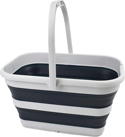 SAMMART 12L (3.1 gallon) Collapsible Rectangular Handy Bucket/Multiuse Foldable Water Pail for Camping, Fishing (Grey/Slate Grey)