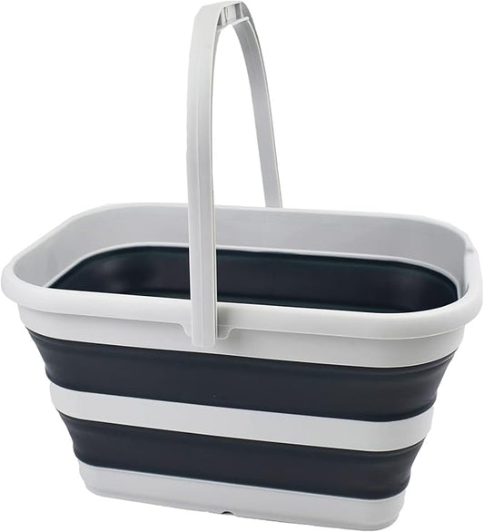 SAMMART 12L (3.1 gallon) Collapsible Rectangular Handy Bucket/Multiuse Foldable Water Pail for Camping, Fishing (Grey/Slate Grey)