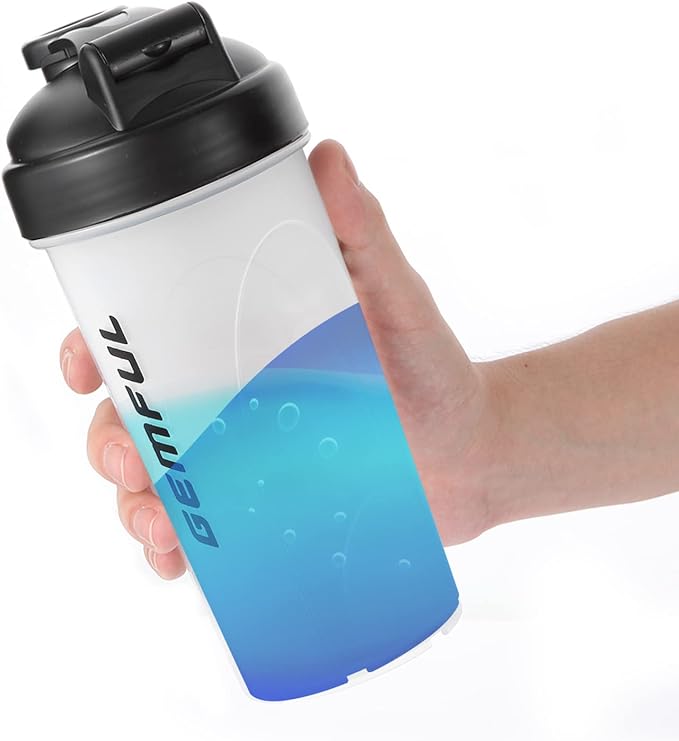 GEMFUL Shaker Bottle for Protein Mixes 28 oz BPA-Free Leak Proof Smothies Mixer Water Cups 2 Pack