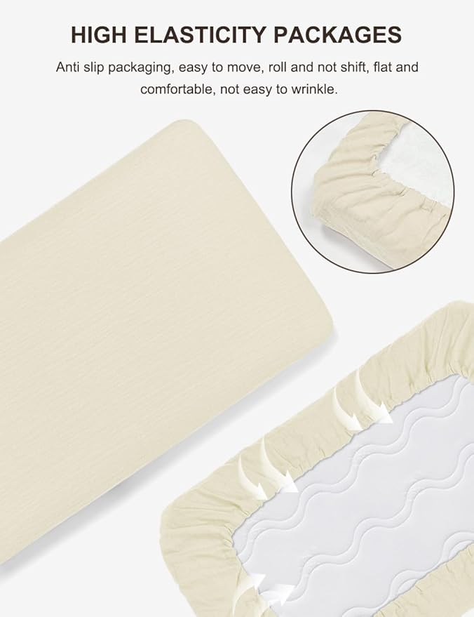 Beige Crib Sheets for Boys, Neutral Crib Sheet for Standard Crib Mattress, Fitted Baby Girl Toddler Bed Sheets 28" x 52" (46C-11)