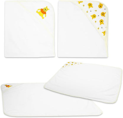 Winnie The Pooh Towels for Babies - Winnie The Pooh Towel Bundle includes Two Winnie The Pooh Hooded Towels, Create-A-Face Sticker Book, More | Winnie The Pooh Towel Set