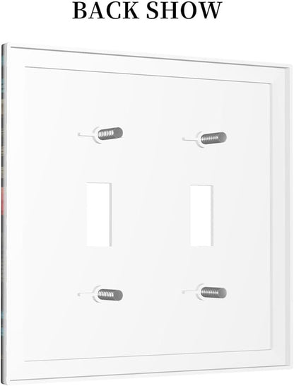 Boho Floral Vintage Flower Leaves Rustic Wildflower Plants Double Toggle Light Switch Covers 2 Gang Wall Plate Dual Decorative Switchplate Electrical Faceplate for Country Bathroom Bedroom Decor