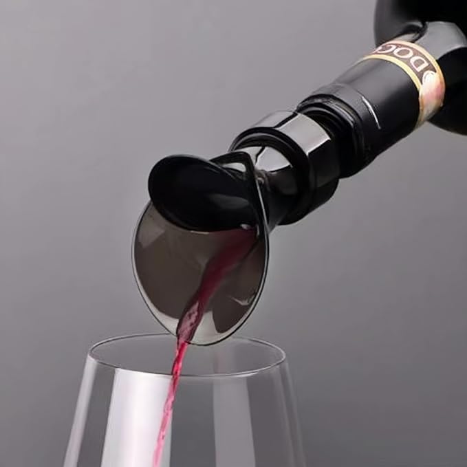 GeRRiT Black Wine Stopper Creative Petal Type Red Wine Vacuum Preservation Stopper Wine Pourer 2-in-1 Decanter Quick Wine Primer, Ideal Gift Accessories, short