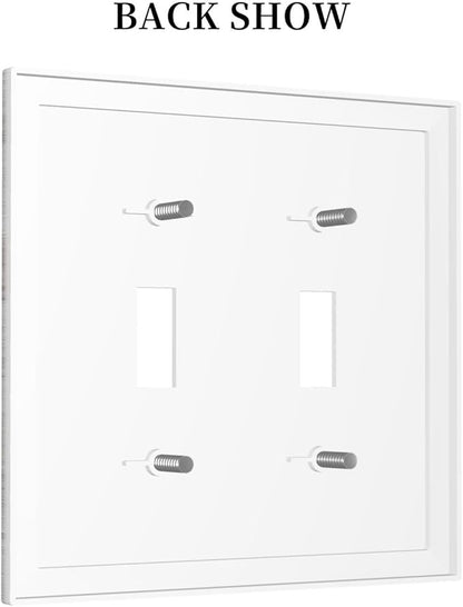 Rustic Grey Wood Shiplap Double Toggle Light Switch Cover Decorative Vintage Country 2 Gang Wall Plate Electrical Faceplate Switchplate for Farmhouse Bathroom Bedroom Livingroom Kitchen Decor
