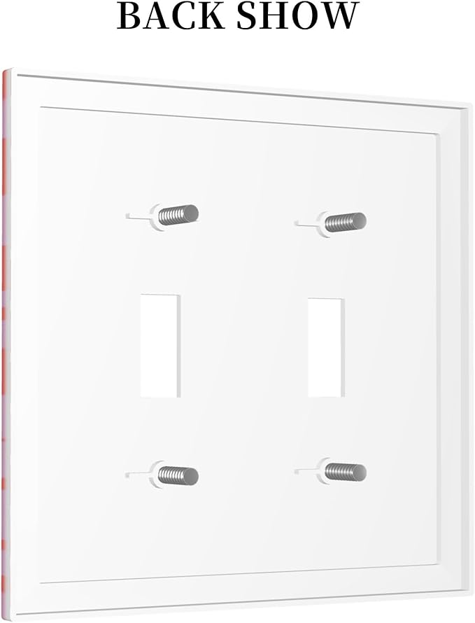 Groovy Check Double Toggle Light Switch Covers 2 Gang Wall Plate Dual Decorative Switchplate Electrical Faceplate for Bathroom Country Kitchen Bedroom Decor, 4.9" x 5"