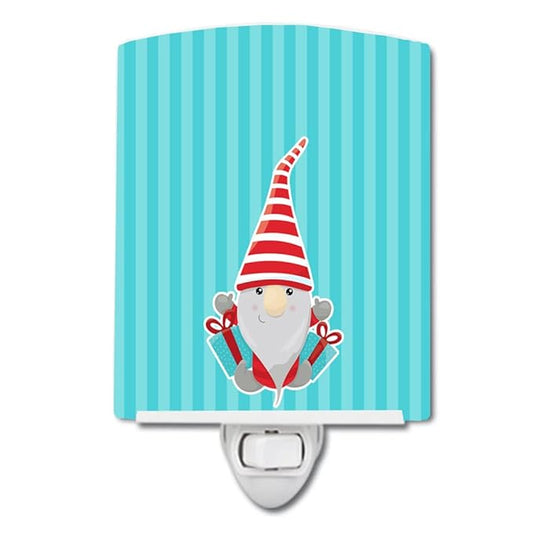 Caroline's Treasures BB8786CNL Christmas Gnome Presents Ceramic Night Light Compact, UL-Certified, Ideal for Bedroom, Bathroom, Nursery, Hallway, Kitchen, 6x4x3, Multicolor