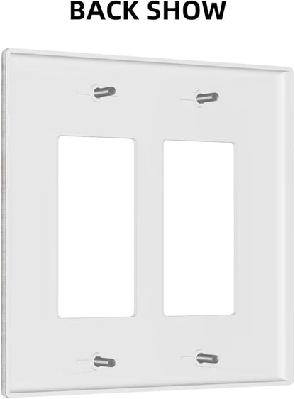 Rustic Grey Wood Shiplap 2 Gang Rocker Decora Light Switch Cover Decorative Vintage Country Outlet Covers Wall Plate Electrical Faceplate Switchcovers GFCI for Farmhouse Bathroom Bedroom Decor