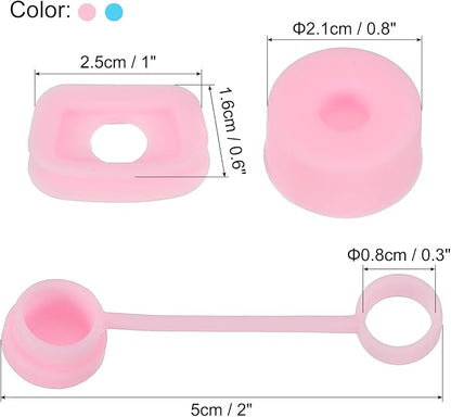 PATIKIL Silicone Spill Stopper for Straw Cup 1.0 40oz/ 30oz, Set of 6 Tumbler Accessories Including 2 Straw Cover Cap, 2 Square Spill Stopper and 2 Round Leak Stopper, Pink/Blue