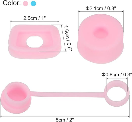 PATIKIL Silicone Spill Stopper for Straw Cup 1.0 40oz/ 30oz, Set of 6 Tumbler Accessories Including 2 Straw Cover Cap, 2 Square Spill Stopper and 2 Round Leak Stopper, Pink/Blue