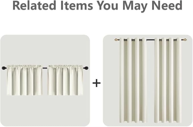 Mrs.Naturall 102 Inch Long Curtains,60-70% Blackout Grommet Room Darkening Curtains for Bedroom Living Room,Off White Ivory