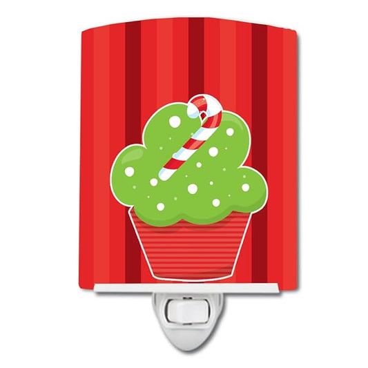 Caroline's Treasures BB6814CNL Christmas Cupcake Ceramic Night Light Compact, UL-Certified, Ideal for Bedroom, Bathroom, Nursery, Hallway, Kitchen, 6x4x3, Multicolor