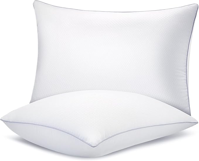 Bed Pillows for Sleeping 2 Pack, King Size Pillows Set of 2,Down Alternative Filling, Pillow for Back, Stomach or Side Sleepers Grey